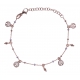 Bracelet argent rosé 2,5g - breloques arbres de vie et gouttes - perles blanches