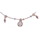 Bracelet argent rosé 2,5g - breloques arbres de vie et gouttes - perles blanches