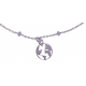 Bracelet argent rhodié 1,8g - breloques lune + planète - perles blanches - 16+4c