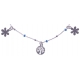 Bracelet argent rhodié 2,5g - breloques arbres de vie et fleurs - perles bleues
