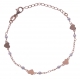 Bracelet argent rosé 1,9g - coeurs - perles blanches - 16+4cm