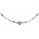 Bracelet argent rosé 1,9g - coeurs - perles blanches - 16+4cm