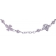 Bracelet argent rhodié 1,8g - coccinelle + fleurs - perles blanches - 16+4cm