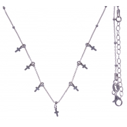 Collier argent rhodié 3,2g - pampilles croix - 40+5cm