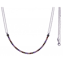 Collier argent rhodié 4g - petite rivière cristaux de swarovski - couleur : mult