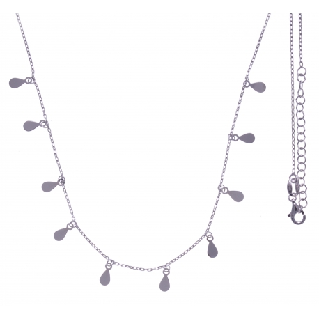 Collier argent rhodié 3,2g - pampilles - gouttes - 42+5cm