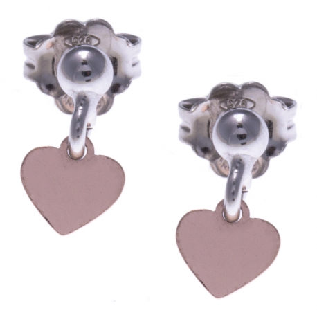 Boucles d'oreille argent rhodié 1g -  2 tons - cúurs