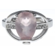 Bague en argent rhodié 3,4g - poire 8*12mm - quartz rose - topaze blanche - Tail