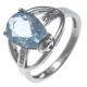 Bague en argent rhodié 3,4g - poire 8*12mm - topaze bleue - topaze blanche - Tai