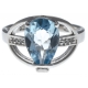 Bague en argent rhodié 3,4g - poire 8*12mm - topaze bleue - topaze blanche - Tai