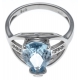 Bague en argent rhodié 3,4g - poire 8*12mm - topaze bleue - topaze blanche - Tai