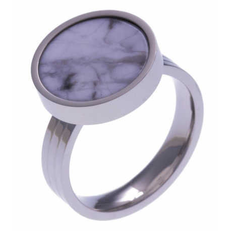 Pierre naturelle pour bague interchangeable Yola - diamètre 14mm - howlite blanc