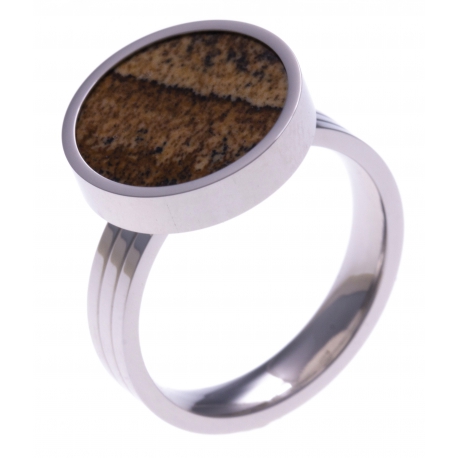 Pierre naturelle pour bague interchangeable Yola - diamètre 14mm - Jaspe Paysage