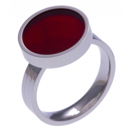 Pierre naturelle pour bague interchangeable Yola - diamètre 14mm - Agate rouge