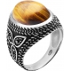 Bague en argent rhodié 9g - 2 tons - oeil de tigre - T56 à 70