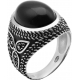 Bague en argent rhodié 9g - 2 tons - onyx véritable - T56 à 70