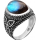 Bague en argent rhodié 9g - 2 tons - labradorite - T56 à 70