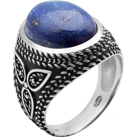 Bague en argent rhodié 9g - 2 tons - lapiz lazuli - T56 à 70