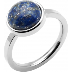 Bague en acier  - lapis - cabochon 11 mm - T50 à 62