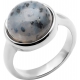 Bague en acier - cabochon jaspe sesame - 13mm - T50 à 62