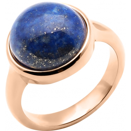 Bague en acier rosé - cabochon lapis - 13mm - T50 à 62