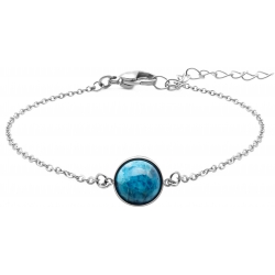 Bracelet en acier - cabochon apatite - 11mm - 16+4cm