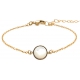 Bracelet en acier doré - cabochon nacre blanche - 11mm - 16+4cm