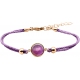 Bracelet en acier rosé et coton violet - cabochon améthyste  - 11mm - 16+4cm