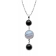 Collier en acier - cabochon onyx  -  agate blue lace - onyx - diamètre 8, 11 et 8mm -  45+10cm