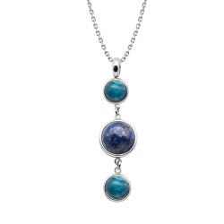 Collier en acier - cabochon apatite  -  lapis - apatite - diamètre 8, 11 et 8mm -  45+10cm