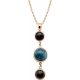 Collier en acier rosé -  cabochon onyx  -  apatite - onyx - diamètre 8, 11 et 8mm -  45+10cm