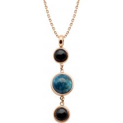 Collier en acier rosé -  cabochon onyx  -  apatite - onyx - diamètre 8, 11 et 8mm -  45+10cm