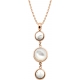 Collier en acier rosé - cabochon howlite  - nacre blanche - howlite - diamètre 8, 11 et 8mm -  45+10cm