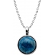 Collier en acier - cabochon apatite 14mm - 40+7cm