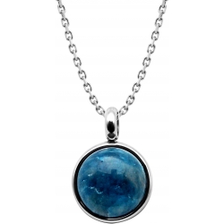 Collier en acier - cabochon apatite 14mm - 40+7cm