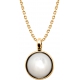 Collier en acier doré - cabochon nacre blanche 14mm - 40+7cm