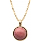 Collier en acier doré - cabochon rhodonite 14mm - 40+7cm