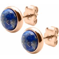 Boucles d'oreille en acier rosé - lapis 8mm