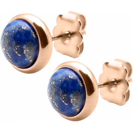 Boucles d'oreille en acier rosé - lapis 8mm