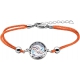 Bracelet acier - nacre - émail - coton orange - 16+4cm