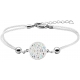 Bracelet acier - nacre - émail - coton blanc - 16+4cm