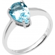 Bague en argent rhodié 2,4g - poire 6*9mm - topaze bleue facettée - Taille 50 à 60