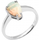 Bague en argent rhodié 2,4g - poire 6*9mm - opal noble d'éthiopie facettée - Taille 50 à 60