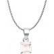 Collier argent rhodié 3g - carré 6*6mm - quartz rose - 40cm