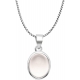 Collier argent rhodié 4,2 - oval 11*9mm - quartz rose - 40+5cm