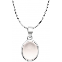 Collier argent rhodié 4,2 - oval 11*9mm - quartz rose - 40+5cm