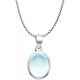 Collier argent rhodié 4,2 - oval 11*9mm - topaze bleue - 40+5cm