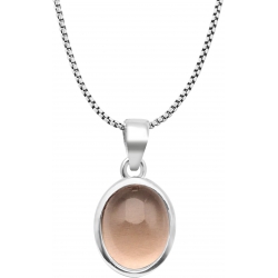 Collier argent rhodié 4,2 - oval 11*9mm - quartz fumé - 40+5cm