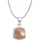 Collier argent rhodié 3,3g - coussin 9x9mm - quartz fumé - 40+5cm