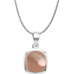 Collier argent rhodié 3,3g - coussin 9x9mm - quartz fumé - 40+5cm